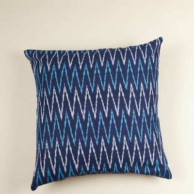 Comforters and pillows - Turquoise Tide Handwoven Cotton Ikat Cushion Cover - NINÉH