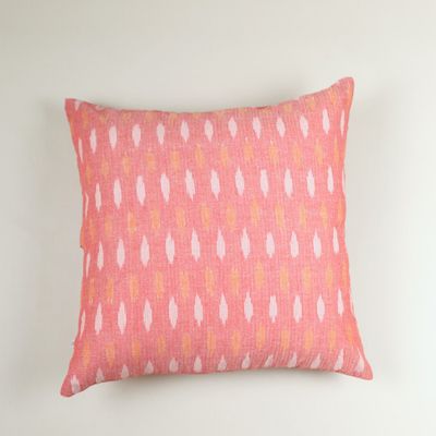 Comforters and pillows - Hand Crafted Ikat Cotton Cushion Cover in Pink - NINÉH