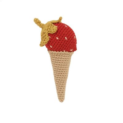 Soft toy - Strawberry Ice Cream Rattle - PATTI OSLO