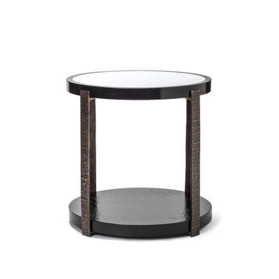 Other tables - Ida Side Table Sand-brushed Black Oak and Cast Bronze Bars - DUISTT