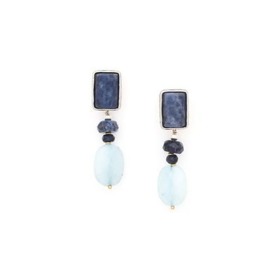 Jewelry - Post earrings with rectangular dumortierite top– ARCTIQUE - NATURE BIJOUX