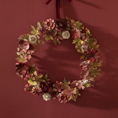 Other Christmas decorations - Rose Floral Metal Wreath - MAHE HOMEWARE