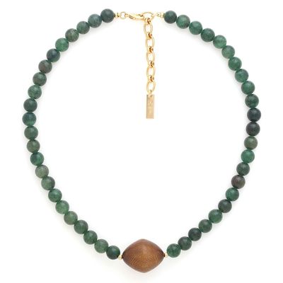 Bijoux - Collier court 1 perle de robles – AVENTURINE - NATURE BIJOUX