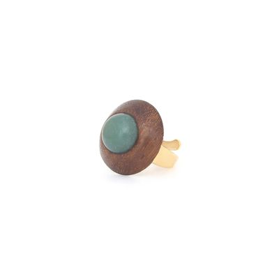 Bijoux - Bague ajustable ronde bi-matières– AVENTURINE - NATURE BIJOUX