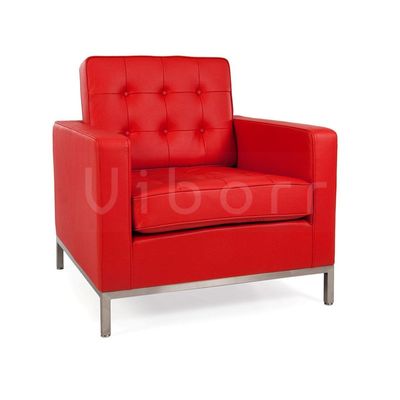 Fauteuils - Fauteuil Lounge Kinorr - Cuir Italien Rouge - VIBORR