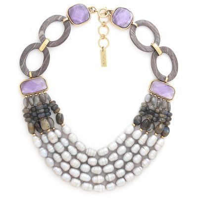 Bijoux - Collier plastron 5 rangs – LAVENDER - NATURE BIJOUX