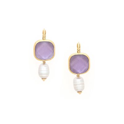 Bijoux - Boucles d’oreilles dormeuses perles d’eau douce– LAVENDER - NATURE BIJOUX