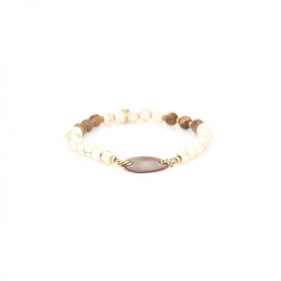 Bijoux - Bracelet semi extensible médaillon nacre brune – ALHAMBRA - NATURE BIJOUX