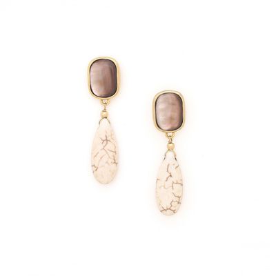 Bijoux - Boucles d’oreilles poussoir pampille howlite – ALHAMBRA - NATURE BIJOUX