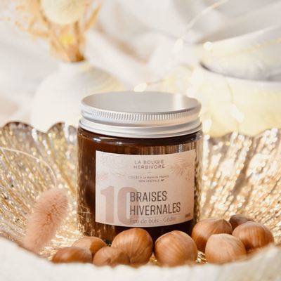 Objets de décoration - Bougie No. 10 BRAISES HIVERNALES - Feu de Bois + Cèdre 400g - LA BOUGIE HERBIVORE