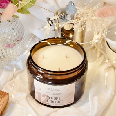 Objets de décoration - Bougie No. 12 : TENDRE ETREINTE - Rose + Cardamome 400g - LA BOUGIE HERBIVORE