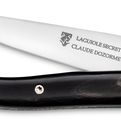 Barbecues - Laguiole Secret pocket knife - Olive, ebony, carbon handle - LAGUIOLE CLAUDE DOZORME