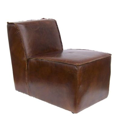 Armchairs - Noctambule Armchair in Cowhide Leather - Vintage Industrial Style - JP2B DECORATION