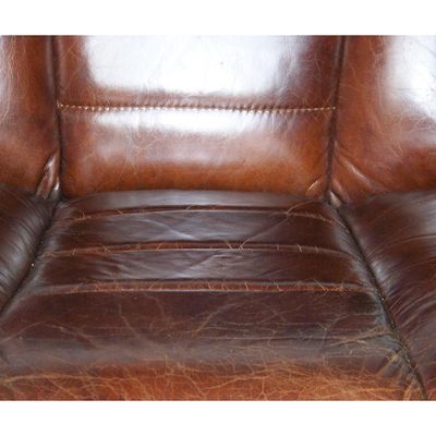 Fauteuils - Fauteuil Oregon en cuir vintage cigare - Design robuste et confortable - JP2B DECORATION