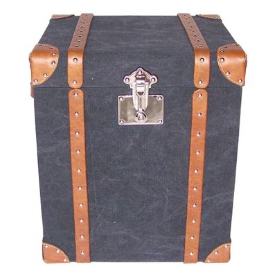 Storage boxes - Dallas Storage Trunk in Fabric and Leather - Vintage Elegance and Practical - JP2B DECORATION