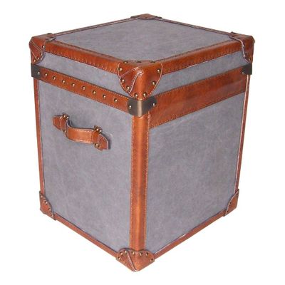 Storage boxes - Austin Storage Trunk in Fabric and Leather - Chic and Vintage Style - JP2B DECORATION