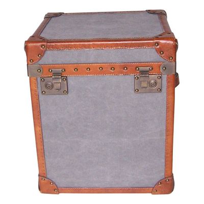 Storage boxes - Austin Storage Trunk in Fabric and Leather - Chic and Vintage Style - JP2B DECORATION
