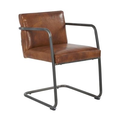 Fauteuils - Fauteuil Dakota en cuir vintage - Design industriel et confortable - JP2B DECORATION