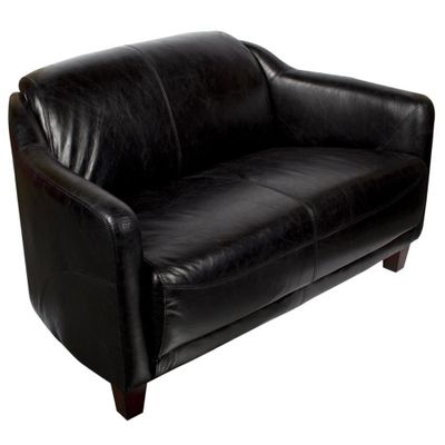 Sofas - Title: Gentleman Black Sofa in Leather - Elegant and Robust Design - JP2B DECORATION