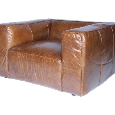 Armchairs - Boston Genuine Leather Armchair - Comfort and Contemporary Elegance - JP2B DECORATION