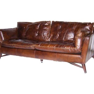 Sofas - Le Scandi Sofa in Cigar Leather, Scandinavian Design and Modern Comfort - JP2B DECORATION
