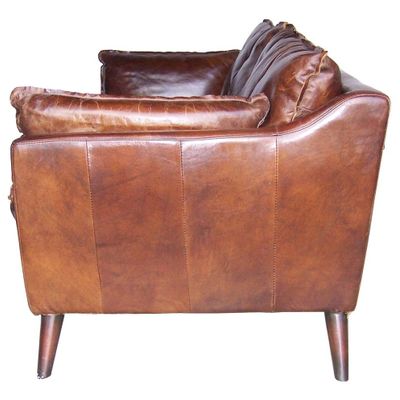 Sofas - Le Scandi Sofa in Cigar Leather, Scandinavian Design and Modern Comfort - JP2B DECORATION