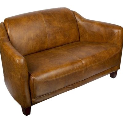 Sofas - Gentleman Whisky Leather Sofa - Elegant and Comfortable Design - JP2B DECORATION