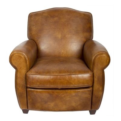 Armchairs - Club Moustache Armchair in Leather - Classic and Timeless Design - JP2B DECORATION