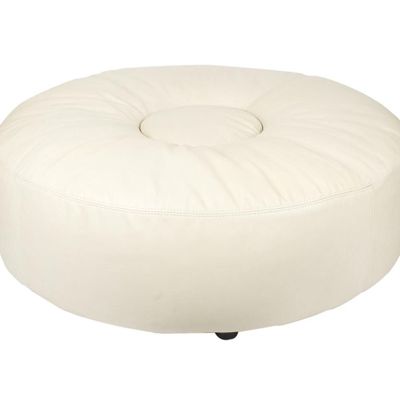 Tabourets - Grand Pouf L'Orfèvre en cuir blanc - Confort et design moderne - JP2B DECORATION