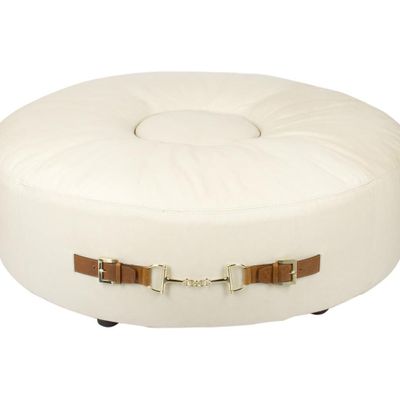 Tabourets - Grand Pouf L'Orfèvre en cuir blanc - Confort et design moderne - JP2B DECORATION