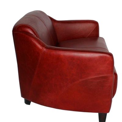 Sofas - Gentleman Red Sofa in Leather - Vintage Elegance and Comfort - JP2B DECORATION