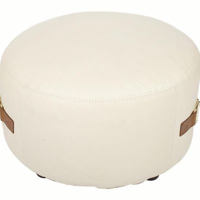Tabourets - Pouf L'Orfèvre Bianco en cuir blanc - Design moderne et confortable - JP2B DECORATION