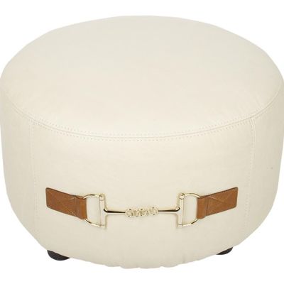 Tabourets - Pouf L'Orfèvre Bianco en cuir blanc - Design moderne et confortable - JP2B DECORATION