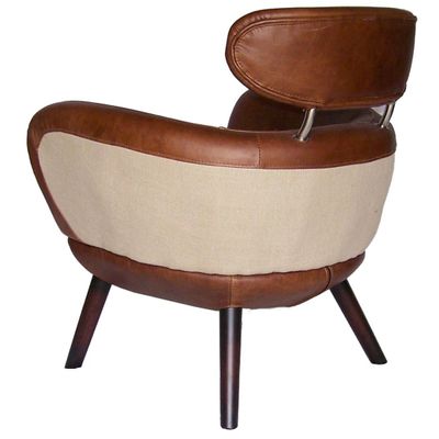 Armchairs - Scandi L'Élégant Armchair – Chic Leather and Jute Design - JP2B DECORATION