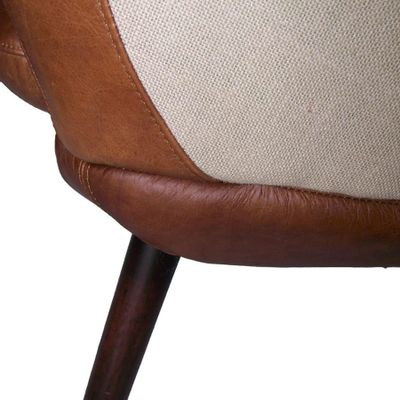Armchairs - Scandi L'Élégant Armchair – Chic Leather and Jute Design - JP2B DECORATION