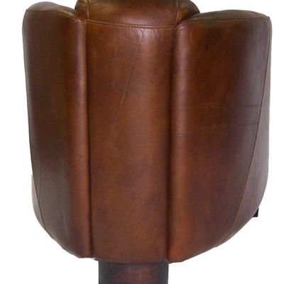 Armchairs - Georgio Armchair in Vintage Cigar Leather - Sleek and Comfortable Design - JP2B DECORATION