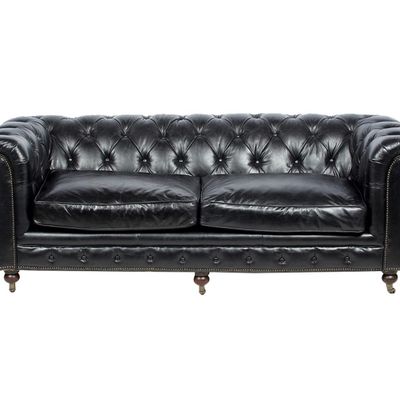 Canapés - Canapé Chesterfield Black 3 places en cuir - Élégance intemporelle - JP2B DECORATION