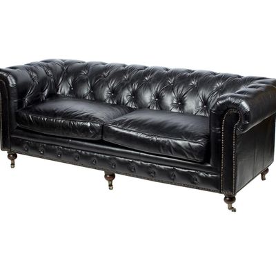 Sofas - Chesterfield Black 3-Seater Sofa in Leather - Timeless Elegance - JP2B DECORATION