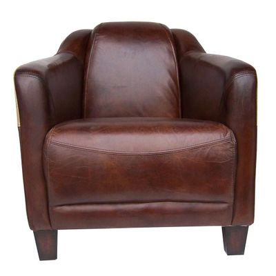 Fauteuils - Fauteuil Pockette en cuir et toile de jute - Style chic et authentique - JP2B DECORATION