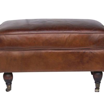 Tabourets - Repose-pied Club en cuir – Style vintage et confort assuré - JP2B DECORATION