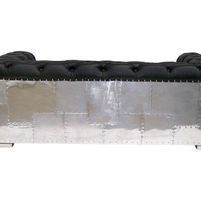 Sofas - Chester 2 Aero Black Sofa in Leather and Aluminum - Industrial Design - JP2B DECORATION