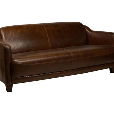Sofas - Gentleman Cigar 3-Seater Sofa - Elegant Leather Comfort - JP2B DECORATION