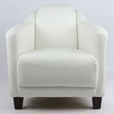 Armchairs - Gentleman White Leather Armchair – Classic Elegance and Comfort - JP2B DECORATION