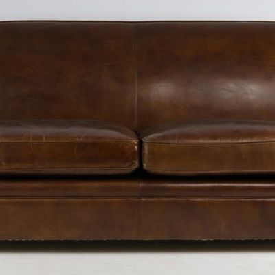 Canapés - Grand canapé Club Paquebot en cuir véritable - Vintage Cigare - JP2B Décoration - JP2B DECORATION