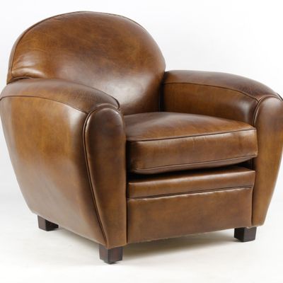 Armchairs - Club Paquebot Leather Armchair - Vintage Cigare - JP2B Decoration - JP2B DECORATION