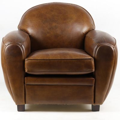 Armchairs - Club Paquebot Leather Armchair - Vintage Cigare - JP2B Decoration - JP2B DECORATION