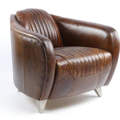 Armchairs - Sporster Leather Armchair – Vintage Look and Exceptional Comfort - JP2B DECORATION
