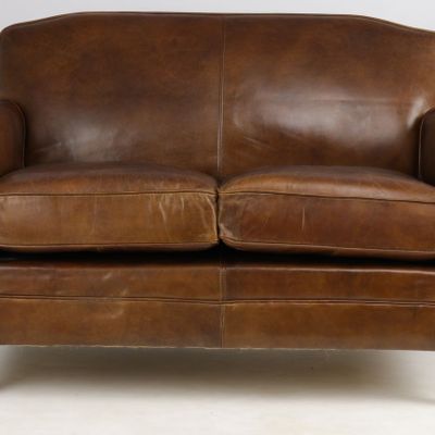 Canapés - Canapé 2 places Normandie en cuir véritable - Vintage Cigare - JP2B Décoration - JP2B DECORATION