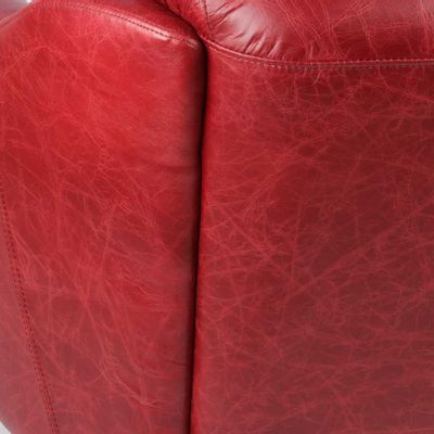 Sofas - Gentleman Red 3-Seater Leather Sofa – Vintage Elegance and Comfort - JP2B DECORATION