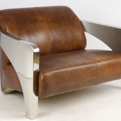 Sofas - Le Rutilant Sofa in Leather and Chrome - Elegance and Originality - JP2B DECORATION